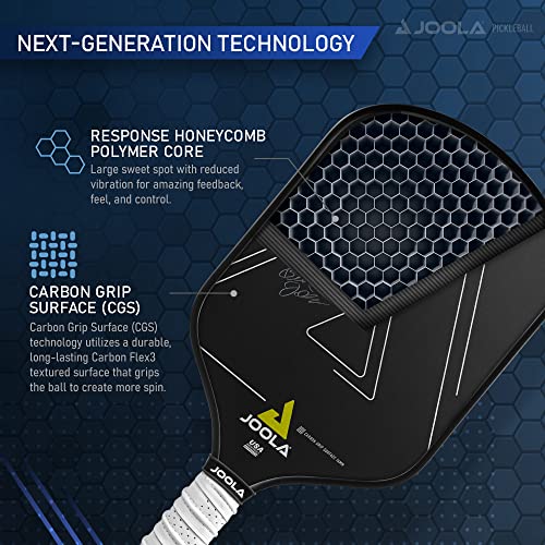 JOOLA Ben Johns Hyperion CGS 14mm Pickleball Paddle - Textured Carbon Grip Surface Technology for Spin & Control with Added Power - Polypropylene Honeycomb Core Pickleball Racket