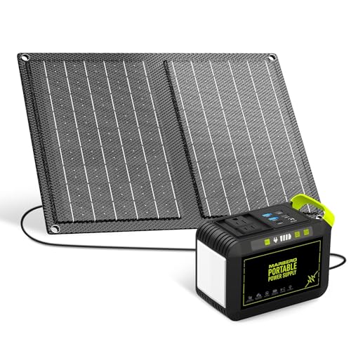 MARBERO 88.8Wh Solar Generator with 21W Solar Panel Included Portable Power Station 80W 110V 120W Max for Camping Outdoor Hiking Fishing Emergency