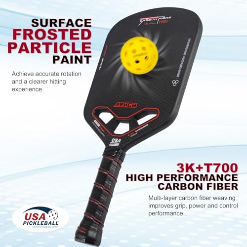 Pickleball Paddles, USAPA Approved Pickleball Paddle Pickleball Set with Pickleball Rackets, T700 Carbon Fiber, 16mm Thickness, Air Open Throat, Enhanced Spin & Control, Edgeless Design