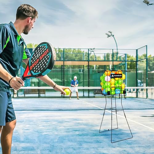 TurboStride Portable Tennis Ball Hopper, Pickleball Picker, Large Capacity, No Assembly for Easy Transport for Picking and Storage Training Tool for Ball (Basket with Wheels)