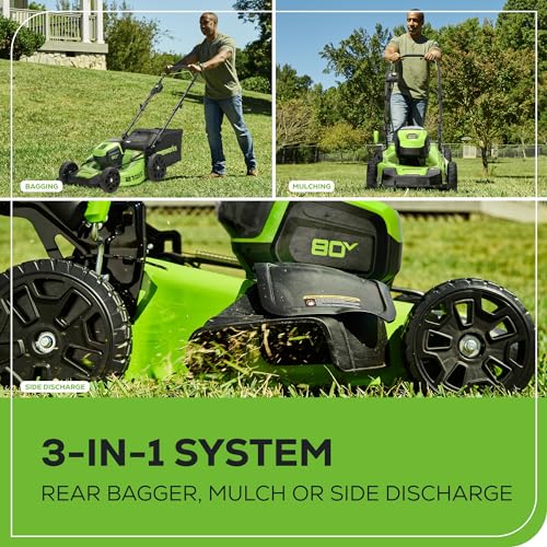 Greenworks 80V 21" Brushless Cordless (Push) Lawn Mower (75+ Compatible Tools), 4.0Ah Battery and 60 Minute Rapid Charger Included