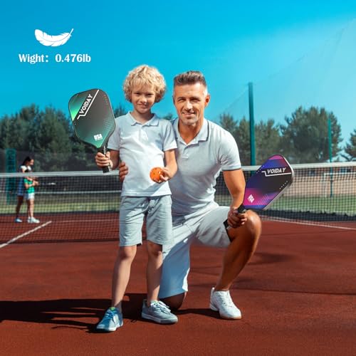 Pickleball Paddles Set of 2, USAPA Approved Fiberglass Pickle Ball Paddles with 4 Pickle Balls, Durable &Lightweight Racket for Beginners, Pros, Men, Women, Adults, Kids (Mix)