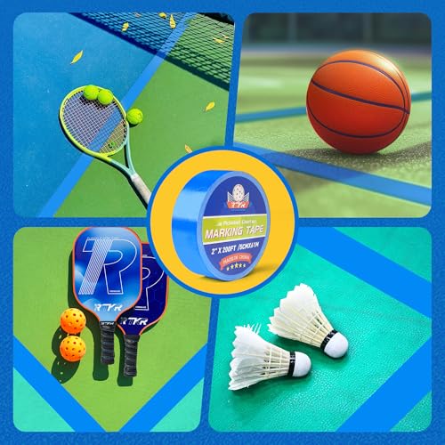 Pickleball Court Tape - 2" x 200 ft Blue Line Marking Kit | Temporary No-Residue Tape | Easy Apply & Remove | Outdoor/Indoor for Courts, Gym, Driveway, Backyard