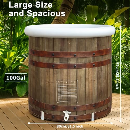 B&Y XL Ice Bath Tub, Adult 100 Gal Cold Plunge Bathtub, 80cm Ø Portable Cold Tub for Athlete, Freestanding Spa Tub for Cold Water Therapy