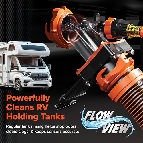 Camco Rhino Blaster RV Tank Rinser with Gate Valve & Backflow Preventer - RV Accessories for Waste Tank Cleaning - Essential Camper Supplies for Odor Control and Sensor Maintenance - (39086)
