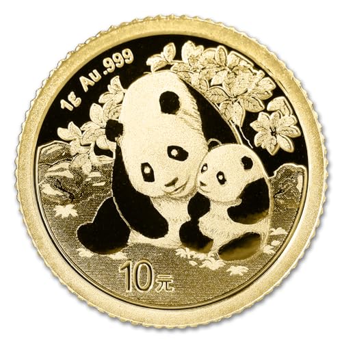 2024 1 Gram Gold Chinese Panda Coin Brilliant Uncirculated with Certificate of Authenticity 10¥ BU