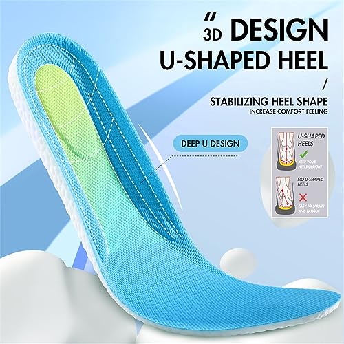 XINIFOOT 3 Pairs Breathable Shock Absorption Sport Shoe Insoles for Men&Women Elastic Soft Running Shoes Pad Replacement Insole (L Men 9-10.5 / Women 11-12.5)