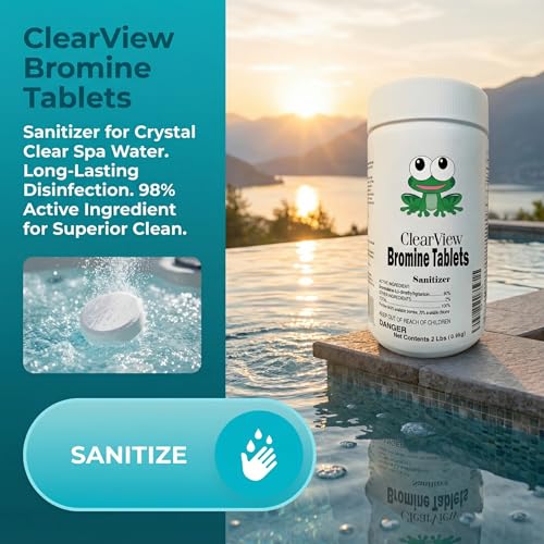 ClearView Bromine Tablets 1 Inch 2 Lbs for Spas, Brominating Tabs Chemical Sanitizer for Pools & Hot Tubs, Kill Bacteria & Algae