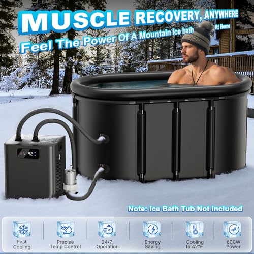 Ice Bath Chiller & Cold Therapy Tub Kit, 1/3 HP Water Chiller with External Filter & Pump, 148Gal Ice Pod, Upgraded Ice Bath Tub with Water Chiller for Cold Therapy