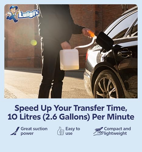 Luigi's Siphon Pump - Siphon Hose for Water & Gasoline Fuel Transfer - Large Hand Water Pump for Squeezing Gas Lawn Mowers & Manual Pumping Petrol Liquid Syphon Alcohol and more