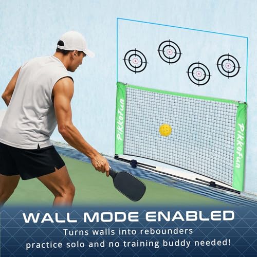 PIKKOFUN Mini Pickleball Net (5 FT Wide), Small Portable Dink Practice Net for Indoor & Outdoor, 60-Second Tool-Free Setup, Carry Bag Included, Pickleball Gifts for Women & Men, Green Net