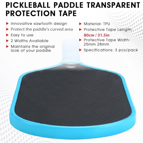 Pickleball Edge Guard Tape Transparent – Clear Edge Tape for Pickleball Paddle - Fit Perfectly Curved Edge - No Wrinkling