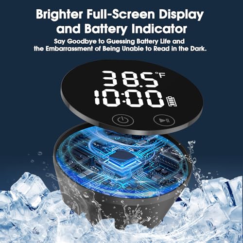 Ice Bath Water Thermometer and Timer,LED Large Backlit Cold Plunge Thermometer,IPX68 Waterproof Floating,USB & Solar Charging,for Hot Tub & Ice Bath Tubs,Included USB Cable Included
