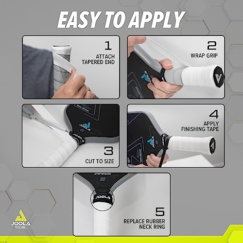 JOOLA Pickleball Overgrip - Tacky Feel Premium Synthetic Overgrips - Set of 4 - Pickleball Grip Tape for Any Brand Racket - Anti Slip Pickleball Tape Fits Elongated, Standard & Skinny Handles - White