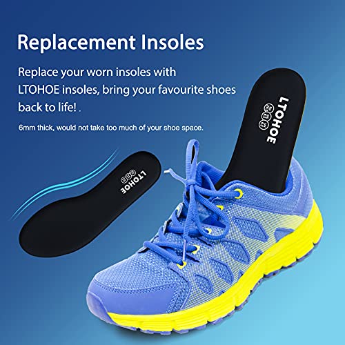 Memory Foam Insoles for Women, Replacement Shoe Inserts for Work Boot, Running Shoes, Hiking Shoes, Sneaker, Cushion Shoe Insoles Shock Absorbing for Foot Pain Relief, Comfort Inner Soles Black US 7