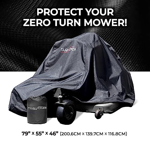 Tough Cover Zero Turn Mower Cover - 600D Marine-Grade Fabric, Black, Waterproof Outdoor Cover & UV Defense, Heavy-Duty Protection for Lawn Tractors, Universal Fit for Riding Lawn Mowers
