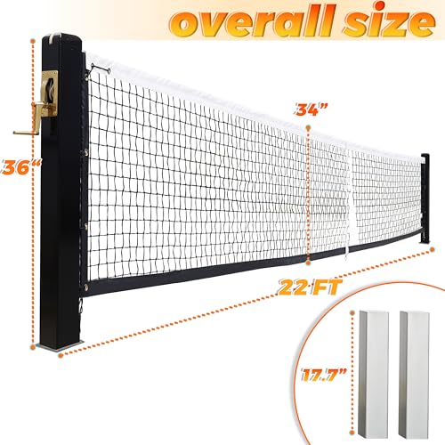 Seliyoo Pro-Grade In-Ground Pickleball Net with Brass Crank Handle,Galvanized Steel Sleeves,Tournament Regulation Size,Heavy Duty Pickleball Post for Indoor Gym or Outdoor Court