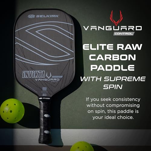 Selkirk Vanguard Control Pickleball Paddle | Quad Carbon Fiber Pickleball Paddle with a Polypropylene X5+ 16mm Core | Pickleball Rackets Made in The USA | Control Epic Midweight