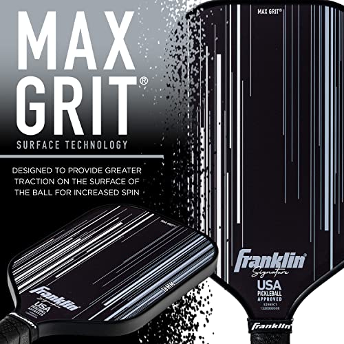 Franklin Sports Pro Pickleball Paddles - Signature Series Pro Paddle with MaxGrit Surface - USA Pickleball (USAPA) Tournament Approved - 16mm Polypropylene Core - Black