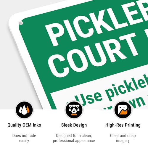 Pickleball Court Use Court at Own Risk Proper Footwear Required Sign, 10x14 Inches, Rust Free .040 Aluminum, Fade Resistant, Made in USA by Sigo Signs
