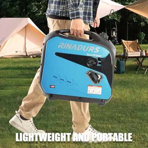 RINADURS 2200 Watt inverter generator, quiet and portable, suitable for home backup power, outdoor camping, and construction sites.EPA Compliant