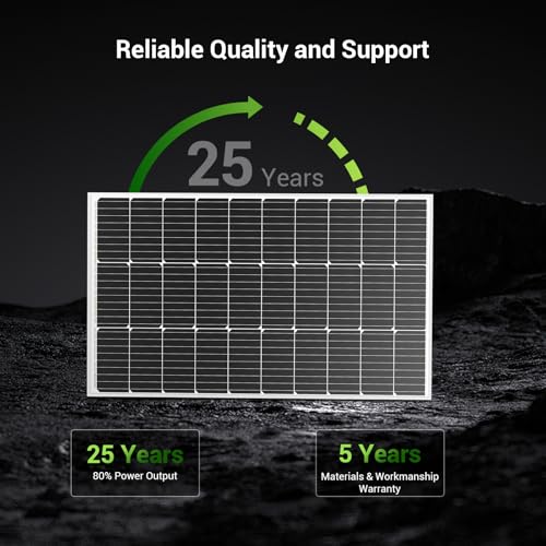 HQST 100W 12V Monocrystalline Solar Panel with Solar Connectors, High Efficiency Module PV Power for Battery Charging Boat, Caravan, RV and Any Other Off Grid Applications
