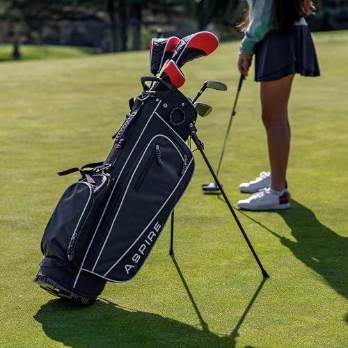 Aspire XD1 Teen Golf Club Set for Ages 13–16 – Complete Youth Golf Set with Driver, Hybrid, 7–PW Irons, Putter, Stand Bag & 3 Headcovers - Graphite/Steel Shafts - Right Hand