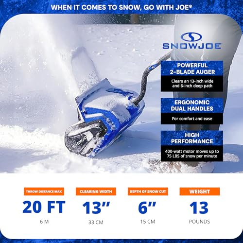 Snow Joe 24V Cordless Electric Shovel Kit w/ 5Ah Battery & Charger, 13″ Clearing Width, 400W Motor – Portable, Lightweight, Heavy-Duty Ice Removal for Deck, Patio, Driveway & Sidewalk, 24V-SS13-XR