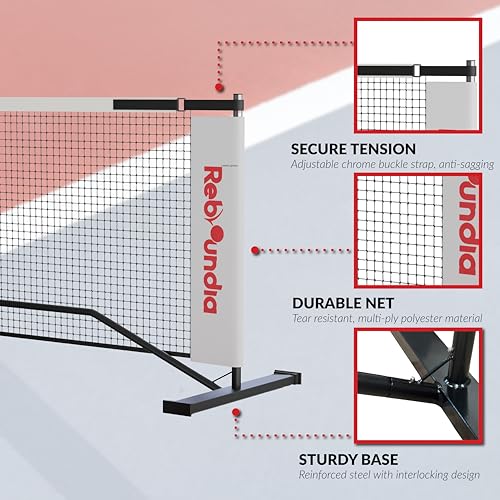 Reboundia Portable Pickleball Net System - Official Regulation Size Pickle Ball Net for Outdoor and Indoor Use Durable and Lightweight Pickleball Nets for Competitive and Recreational Play