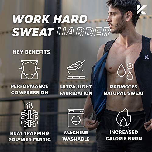 Kewlioo Men's Premium Zip Sauna Tank Top - Heat Trapping Sauna Shirt for Men, Compression Sweat Vest Sauna Suit for Gym, Workouts, Exercise, Fitness (Black, L/XL)