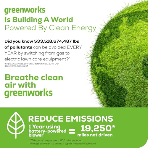 Greenworks 40V Leaf Blower/Sweeper, 150 MPH / 135 CFM, Lightweight, Quiet, with 2.0 Ah Battery and Charger, Perfect for Residential Lawn Care, Leaf Blowing Debris, Dust, Light Snow, and More