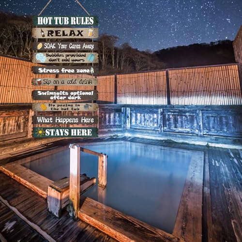 Tatuo Hot Tub Pool Patio Rules Signs Gifts Wood Funny Rules Signs Decorative Outdoor Regulations Plaque Wall Bath for Bathroom Pool Backyard Outdoor Wall Art Accessories(Modern)