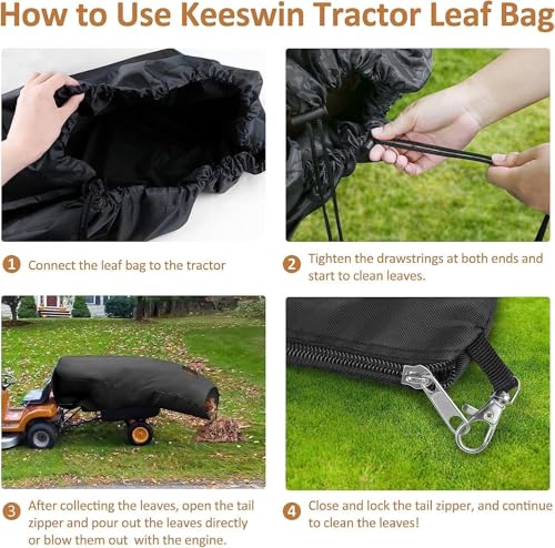 Keeswin 2025 Upgraded Large Lawn Tractor Leaf Bag, 78.7"x 51.1" Capacity Leaf Collector, Grass Catcher Bag for Fast Leaf Collection, Heavy Duty Leaf Grass Collection Bagger, Fits for Most Riding Lawn