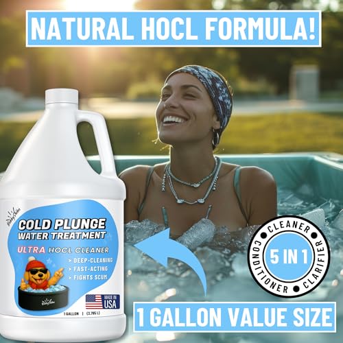 BubbyShine, 5in1 Weekly Cold Plunge Water Treatment - HOCl Cold Plunge Cleaner, Ice Bath Cleaner, Water Stabilizer For Cold Plunge Ice Pod, Clarifier Softener Chemicals, Ice Bath Accessories, 1 Gallon