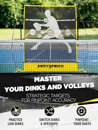 MerryMove Pickleball Practice Rebounder Net: Pickleball Rebounder or 6FT Mini Pickle Ball Net Portable for Outdoor Driveway Backyard and Indoor Garage - 2in1 Trainer for Dink Volley Training