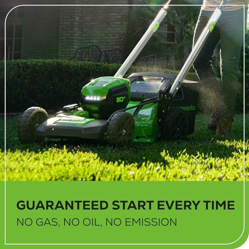 Greenworks 80V 21" Self-Propelled Cordless Lawn Mower – Brushless Motor, LED Lights, 4.0Ah Battery & Rapid Charger (75+ Compatible Tools)