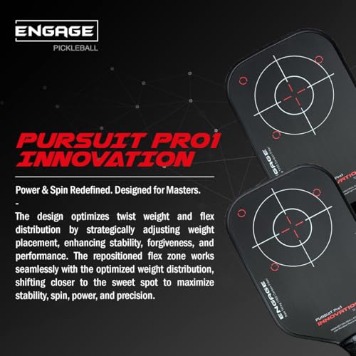 Engage Pursuit Pro1 Innovation Pickleball Paddle, Raw Carbon Fiber, 12.7mm, 7.8-8.2oz, USAPA-Approved, (Jessie Irvine Edition, 12.7mm Core)