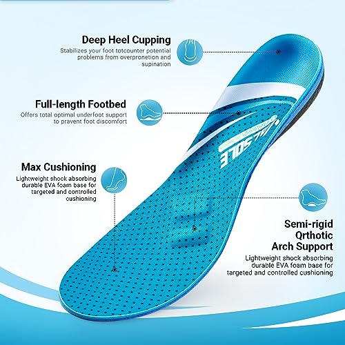VALSOLE Plantar Fasciitis Insoles,210+ lbsHeavy Duty Support Pain Relief Orthotics,Insoles for Standing All Day,Work Boot Shoe Insole for Flat Feet,Orthotic Insoles for Men Women