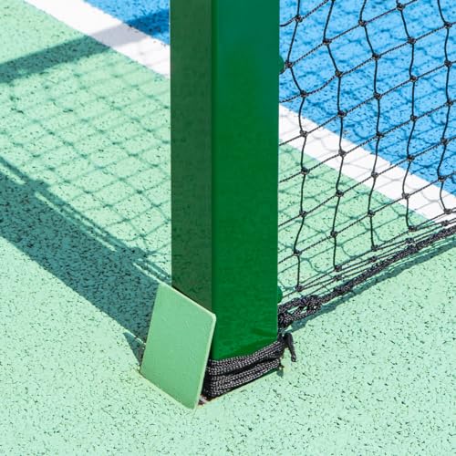 Vermont Pickleball Posts with Base Plate | Galvanized Steel Posts - Optional 22ft Net, Center Strap & Ground Anchor – Indoor & Outdoor Courts (Green, Posts & Net with Centre Strap & Base Weight)