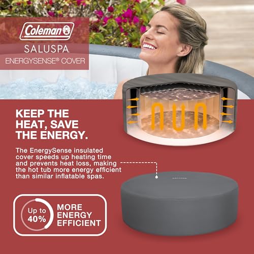Coleman Palm Springs 4 to 6 Person EnergySense Smart AirJet Plus Inflatable Hot Tub Outdoor Spa with 140 AirJets and Insulated Cover