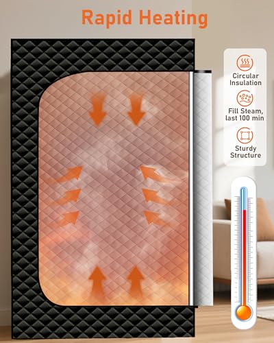 Portable Steam Sauna for Home with 3L 1200W Steamer, 9-Level Remote Control, Foldable Chair & Extra-Large Tent (2.6’ x 2.6’ x 5.9’) – Personal Sauna Box for Relaxation and Comfort