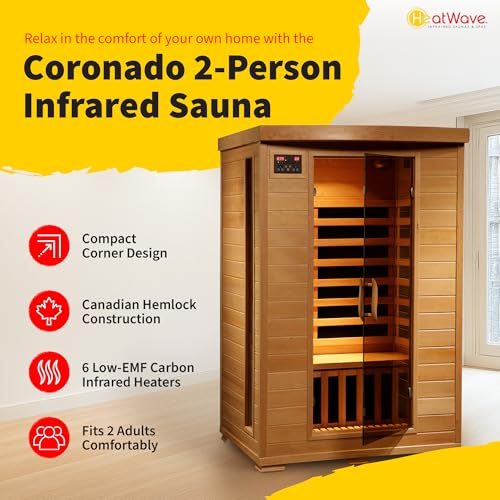 Blue Wave Coronado 2-Person Hemlock Deluxe Infrared Sauna with 6 Carbon Heaters