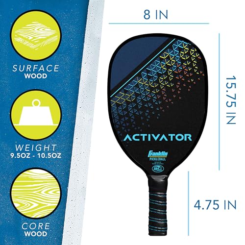 Franklin Sports Activator Pickleball Paddle and Ball Set - (2) Wooden Rackets + (2) X-40 Balls - 2 Player Paddle Set - USA Pickleball (USAPA) Approved
