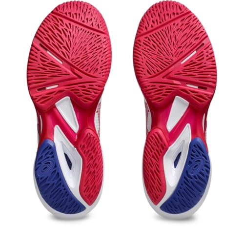 ASICS Women's Solution Speed FlyteFoam 3 Tennis Shoes, 8.5, White/Bright Rose