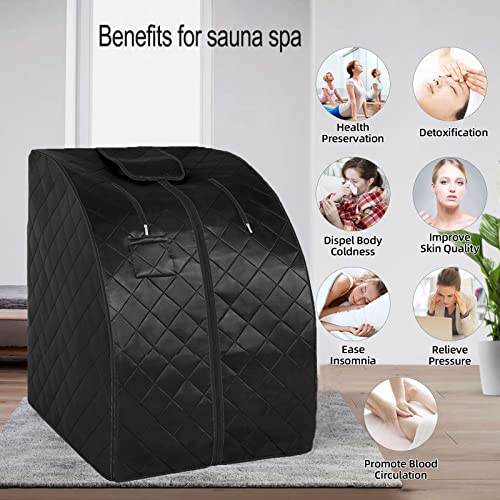 ZONEMEL Portable Infrared Sauna, 1 Person at Home Full Body Sauna, Individual Home Spa Tent with Heating Foot Pad, Upgraded Sauna Chair (L 27.6’’ x W 31.5’’ x H 37.8’’, Black)