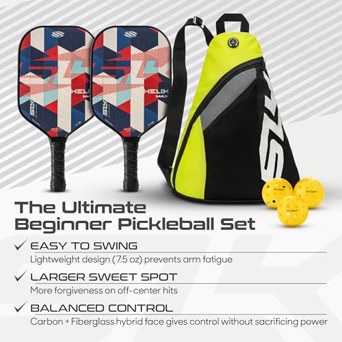 Selkirk Sport SLK Helix Pro Pickleball Paddle | Thermoformed Carbon Fiber Core Pickleball Paddles with Carbon Fiber & Fiberglass Hybrid Face | Unmatched Control | Patriot Bundle