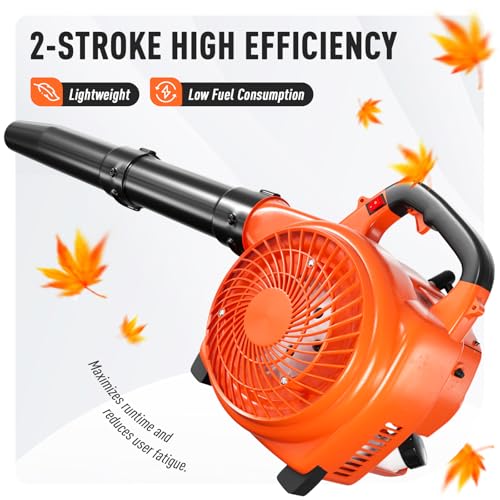 28CC 2-Cycle Gas Handheld Leaf Blower, 475 CFM 200 MPH Lightweight Power Blower with Variable Speed & Easy Start, for Yard Cleanup, Patio, Driveway, Lawn Debris