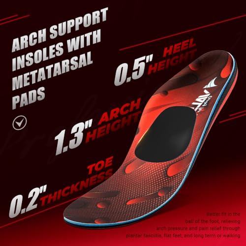 VALSOLE 250+ lbs Plantar Fasciitis High Arch Support Insole for Men Women,Heavy Duty Support Pain Relief Orthotics Insert,Relieve Flat Feet,High Arch,Foot Pain,Standing All Day Boot Work Shoe Insole