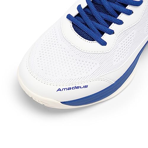 FitVille Extra Wide Pickleball Shoes for Men White Tennis Shoes Sneakers for All Court Racquetball Athletic Shoes for Racquet Sport | Arch Support & Wide Toe Box (12 X-Wide, Royal Blue & White)