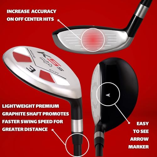 Right Handed Majek K5s Hybrid Set Senior Men's Standard with Midsize Grips Includes 3-PW Clubs with Black Hybrid Headcovers and Black Majek Golf Hat